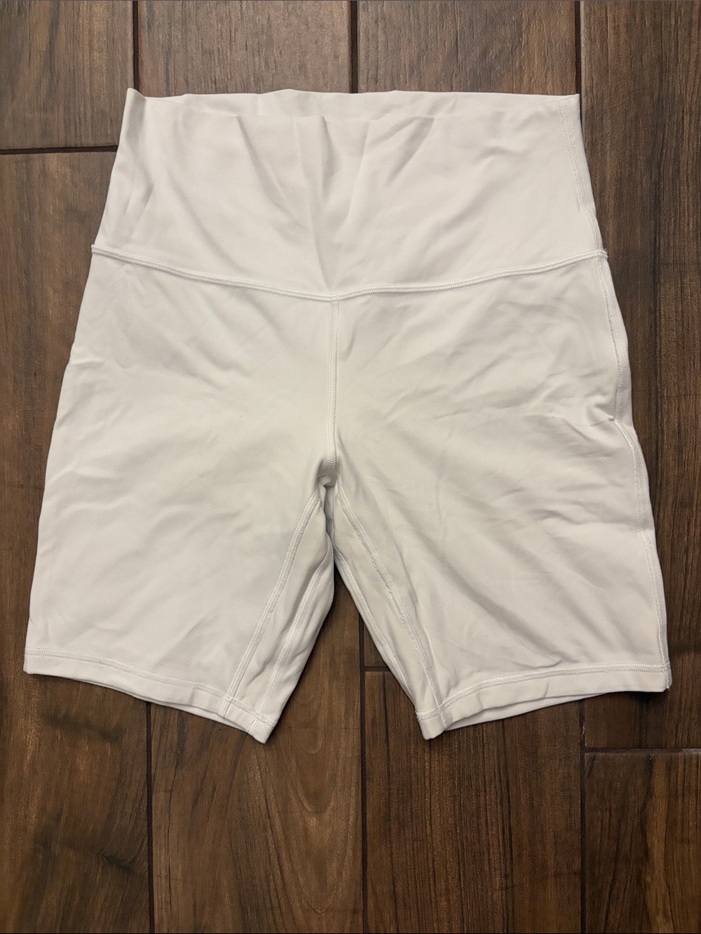 Lululemon White High-Waist Bike Shorts